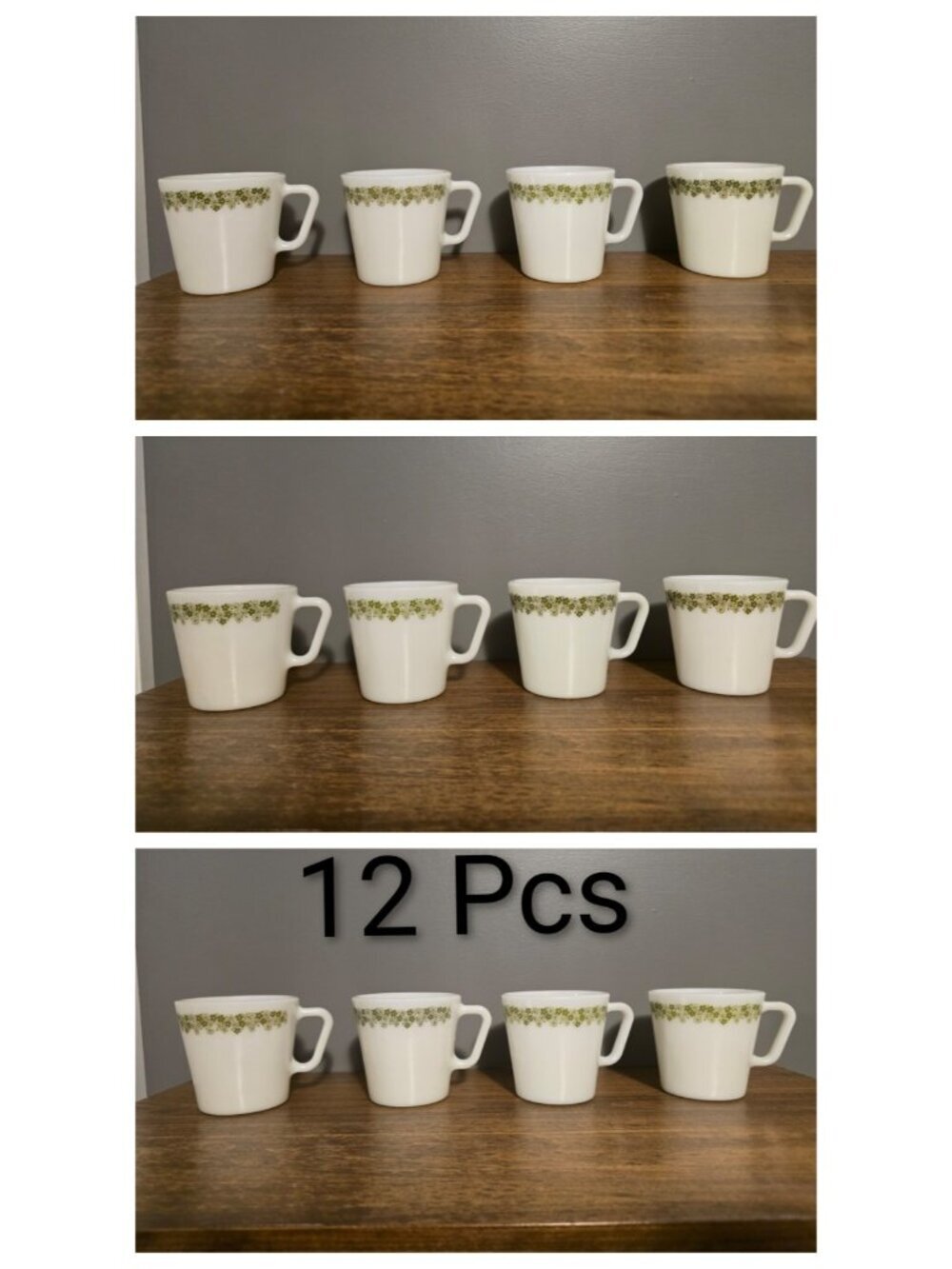 PYREX Spring Blossom Green Crazy Daisy Coffee tea mugs - Set of 12 Cottagecore